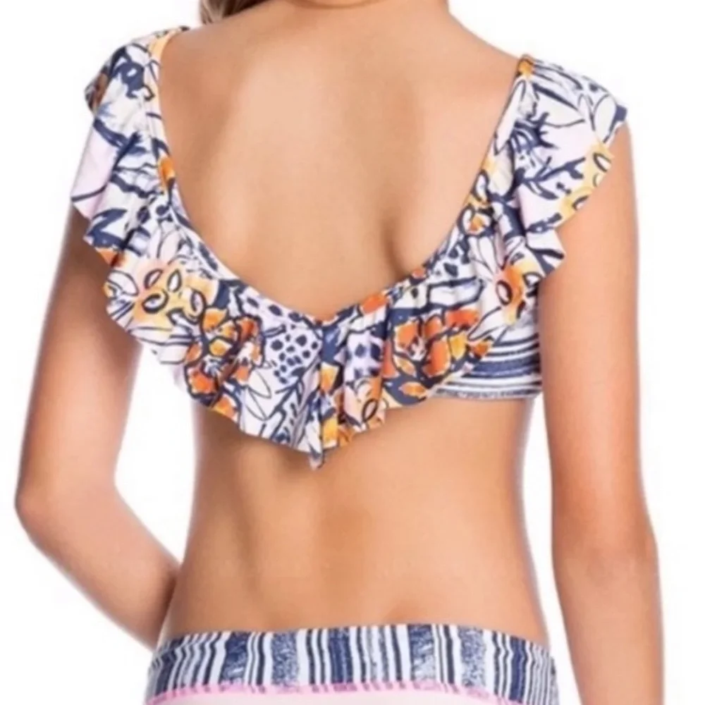 Maaji girls bikini top swimsuit kids size 16 ruffle multi color Hello Linda